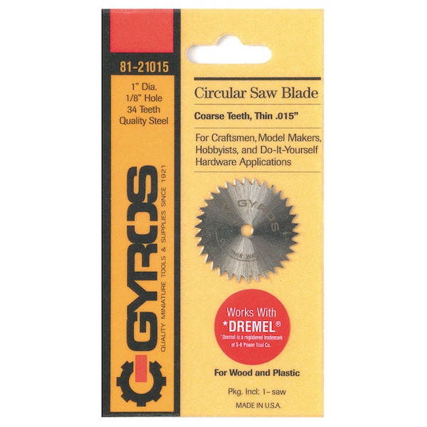 Gyros Gyros Tools 1 in. D X 1/8 in. Coarse Steel Circular Saw Blade 34 teeth 1 pk 81-21015 - main